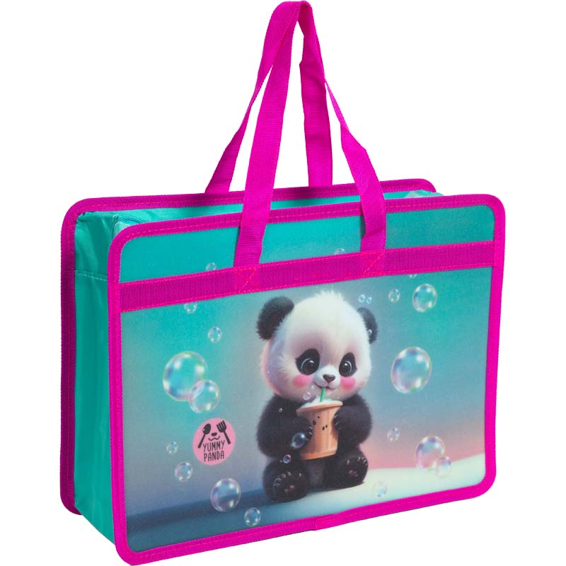 Папка-портфель пласт. а4+ devente "yummy panda" 34х25х10см на молнии с ручками