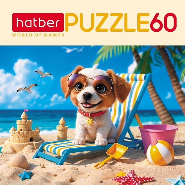 Пазлы 60 дет. "пёсик на релаксе" (hatber)