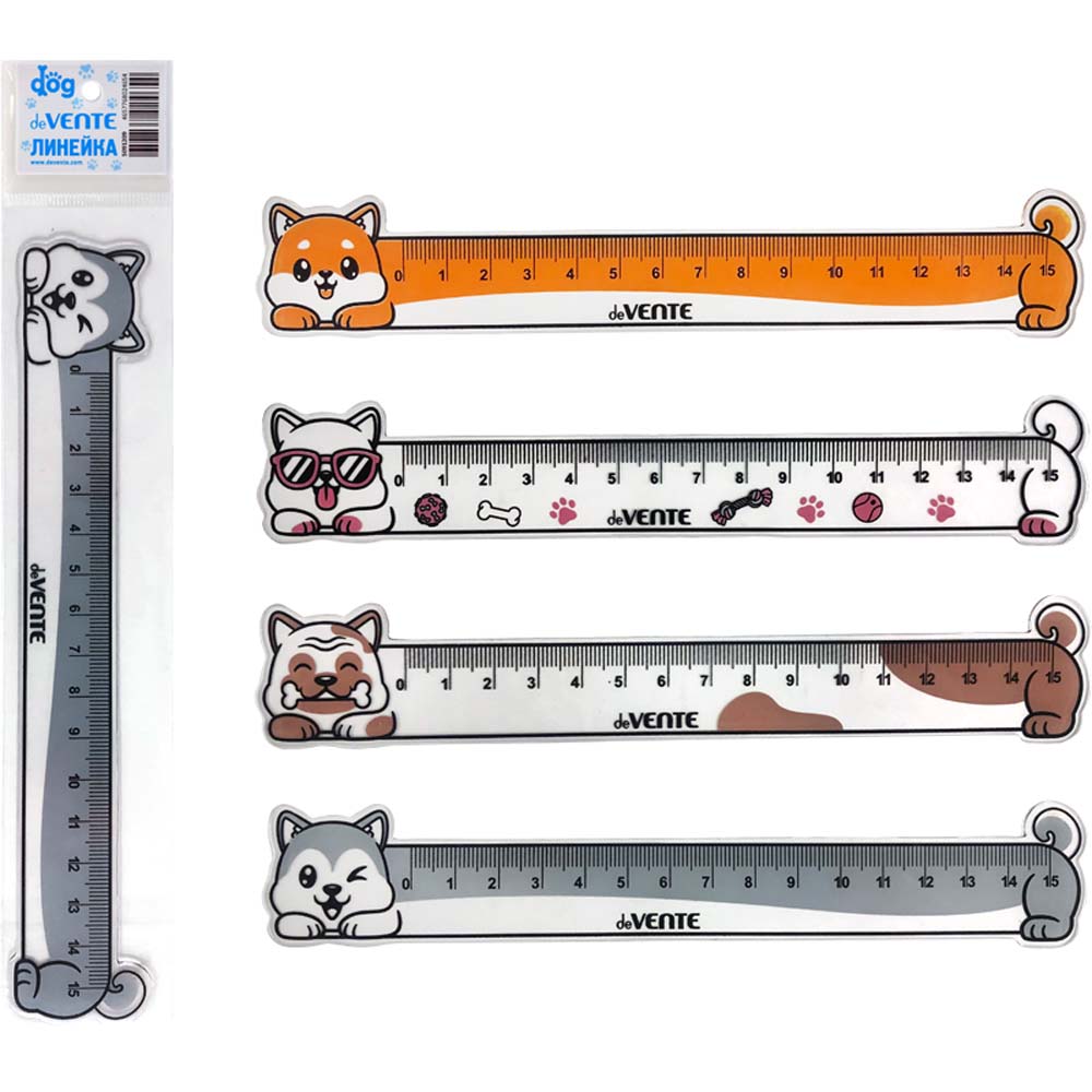 Линейка devente "dog" 15см гибкая