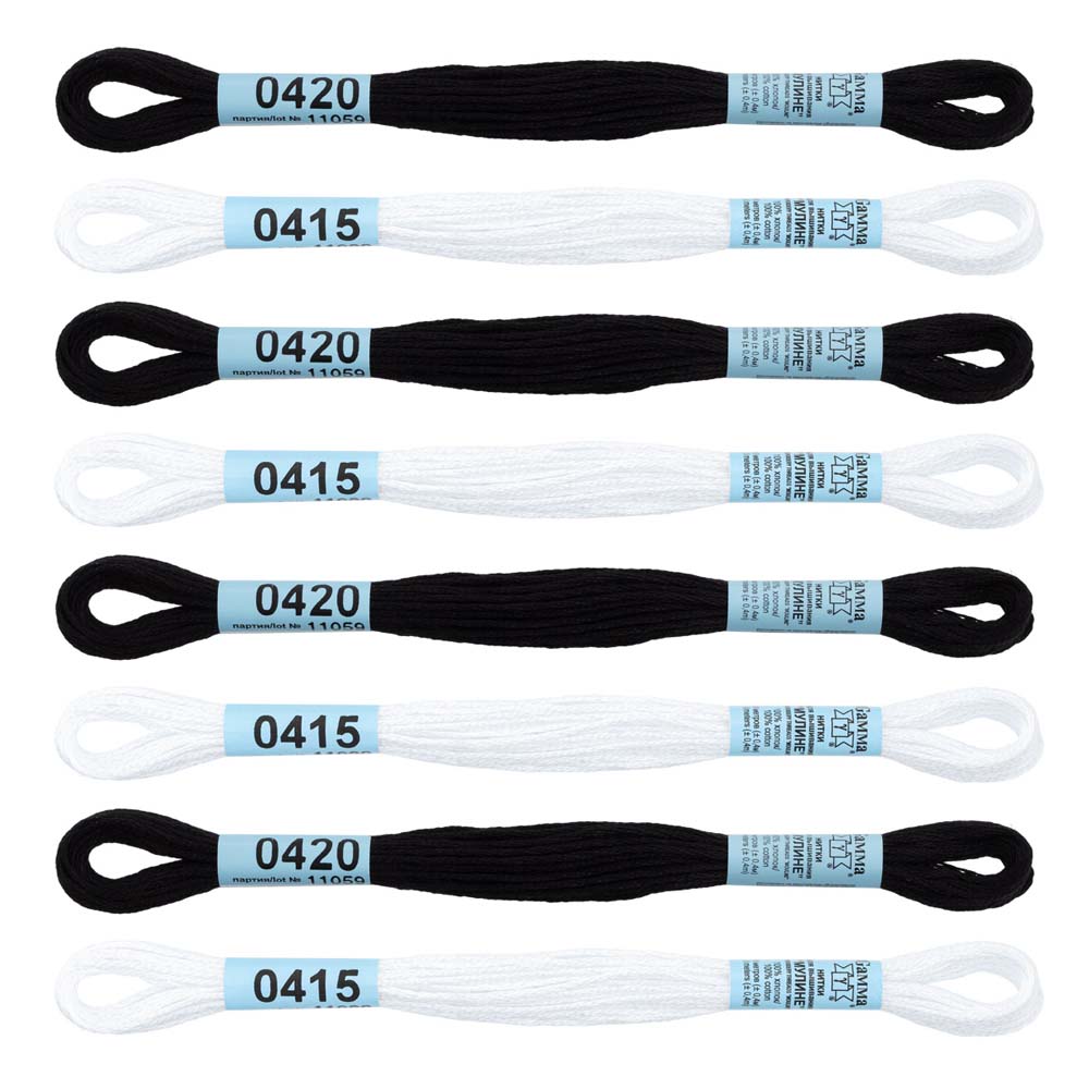 Набор мулине gamma "mouline" 100%хл. 8шт. 2цв. по 8м classic