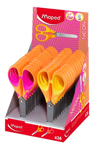 Ножницы детские maped "neon pulse soft" 130мм с прорезин. ручками