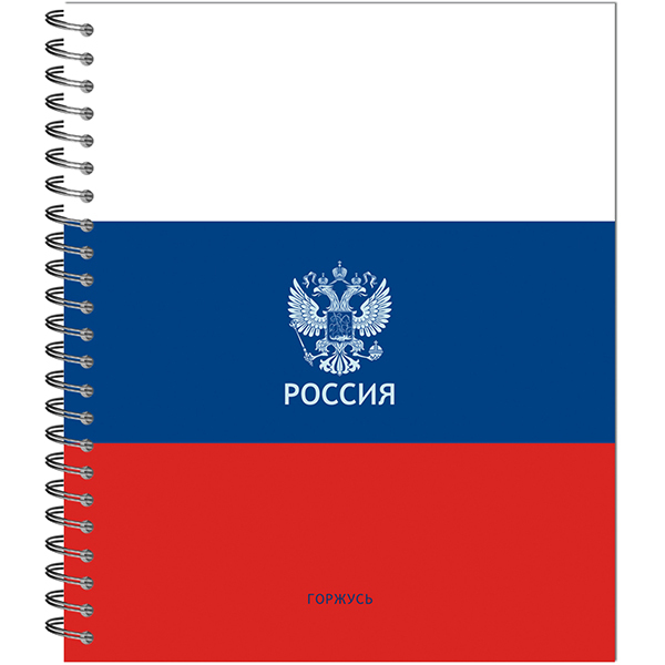 Тетрадь на гребне 96л. кл. "россия" (полином) б/б,лак,асс-т