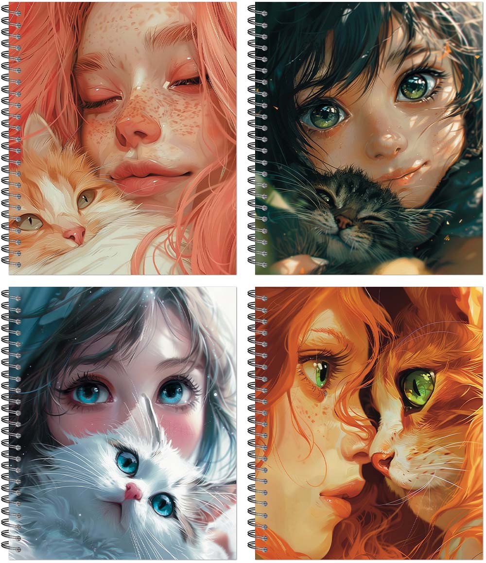 Тетрадь на гребне 96л. кл. "anime cats" (полином) б/б,софт тач,лак,асс-т