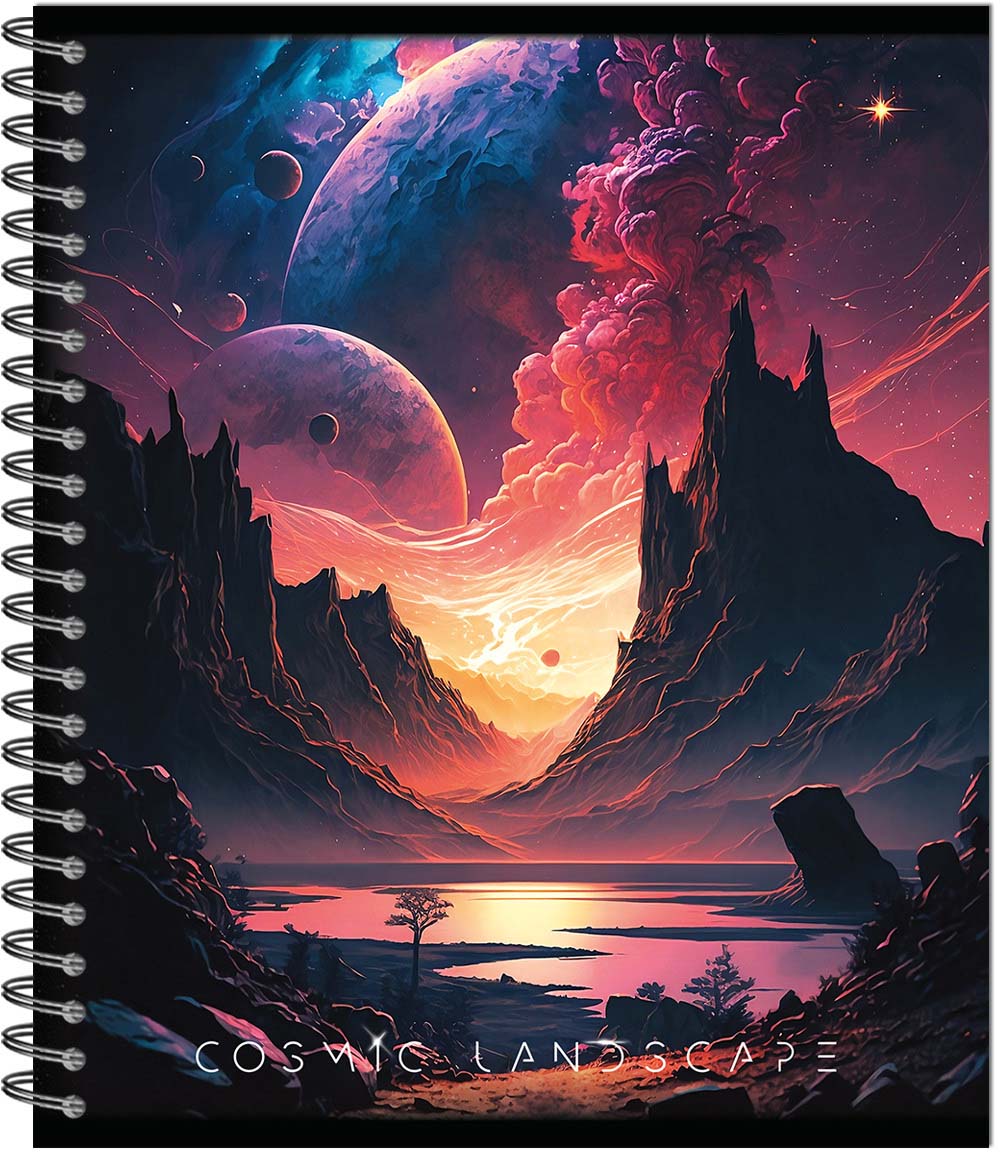Тетрадь на гребне 96л. кл. "cosmic landscape" (полином) б/б,выб.лак,асс-т