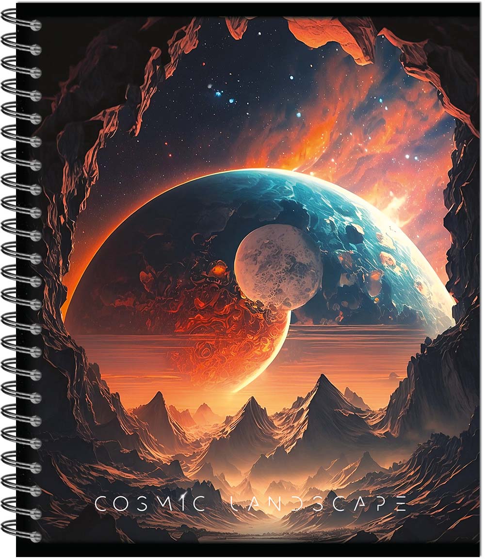 Тетрадь на гребне 96л. кл. "cosmic landscape" (полином) б/б,выб.лак,асс-т