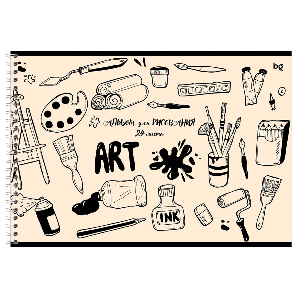 Альбом д/рис. а4 24л.гребень "mono-art" (bg) асс-т