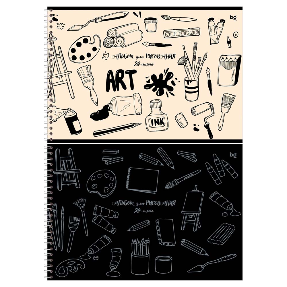 Альбом д/рис. а4 24л.гребень "mono-art" (bg) асс-т