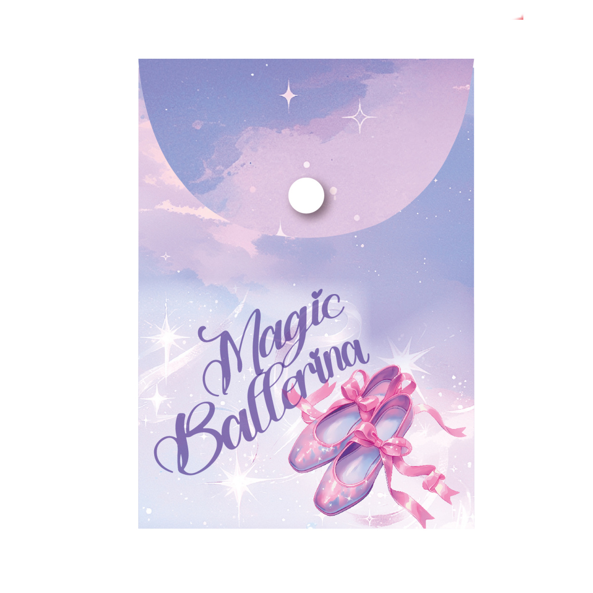 Папка-конверт с кнопк. а7 75х105мм 150мкм кокос "magic ballerina" непрозрач. с рис.