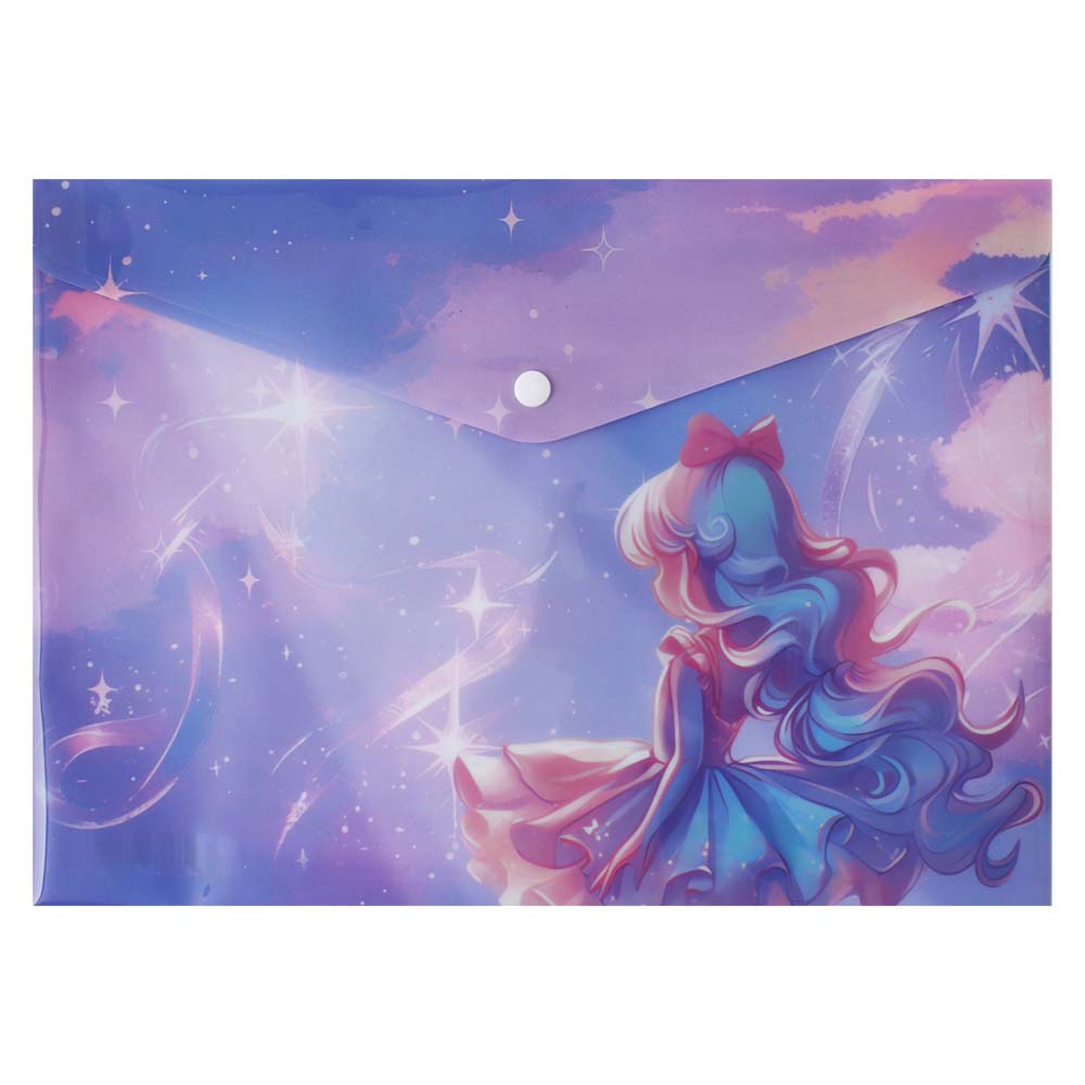 Папка-конверт с кнопк. а4+ 150мкм кокос "magic ballerina" непрозрач. с рис.