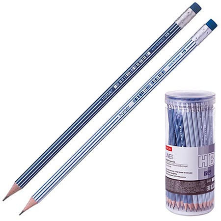 карандаш с резинкой hatber "lines" hb круглый асс-т Карандаш с резинкой hatber "lines" hb круглый асс-т