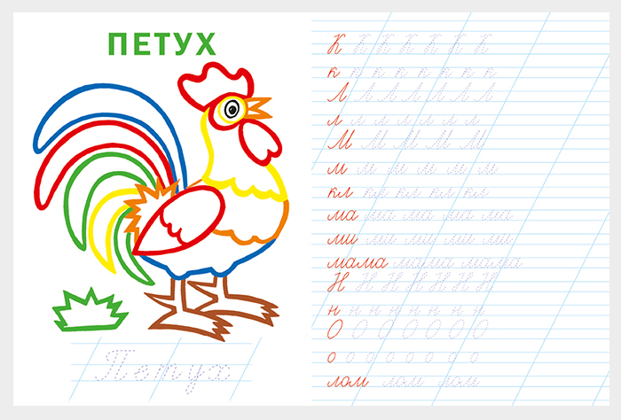 Прописи "цветные прописи. пишем буквы, слоги, слова" (фламинго)
