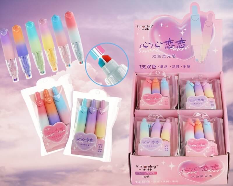 Маркер текстовый набор 3цв. "two colors" двухцветный