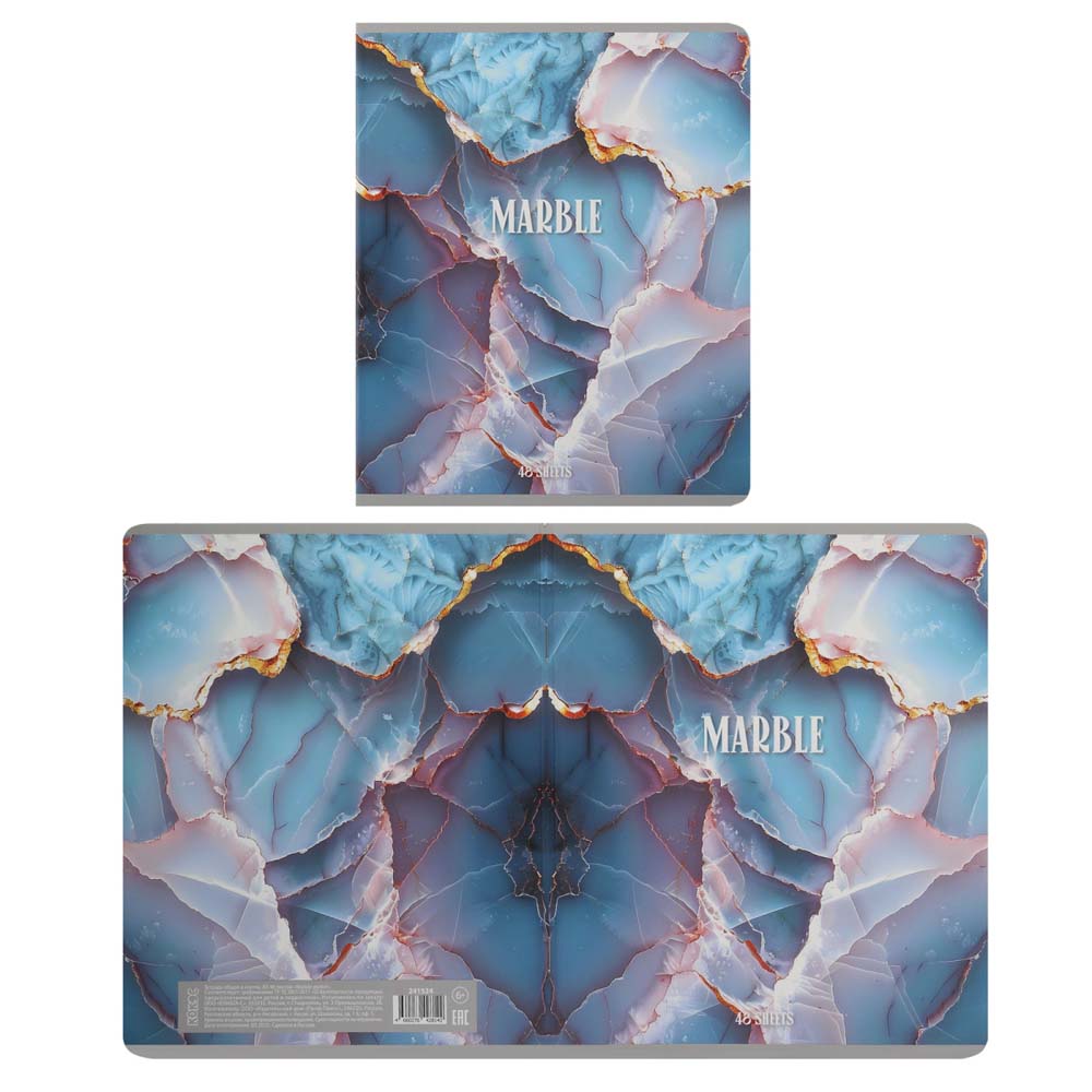 Тетрадь 48л. кл. "marble pastel" (кокос) б/б,мат.лам.,асс-т