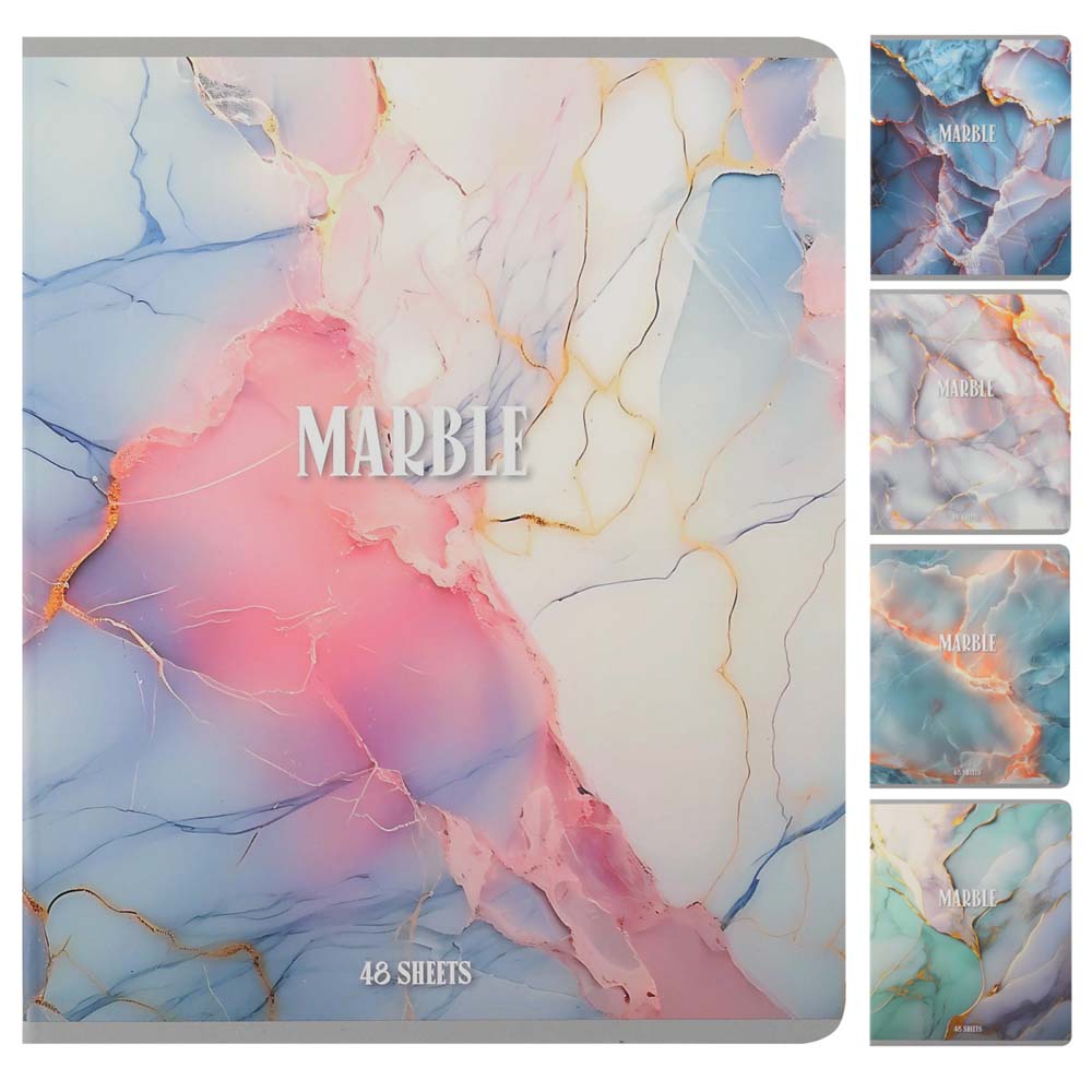 Тетрадь 48л. кл. "marble pastel" (кокос) б/б,мат.лам.,асс-т