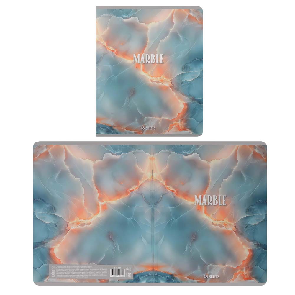 Тетрадь 48л. кл. "marble pastel" (кокос) б/б,мат.лам.,асс-т