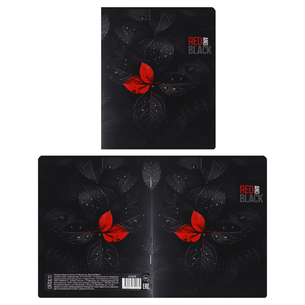 Тетрадь 48л. кл. "red and black" (кокос) б/б,выб.лак,твин лак,асс-т