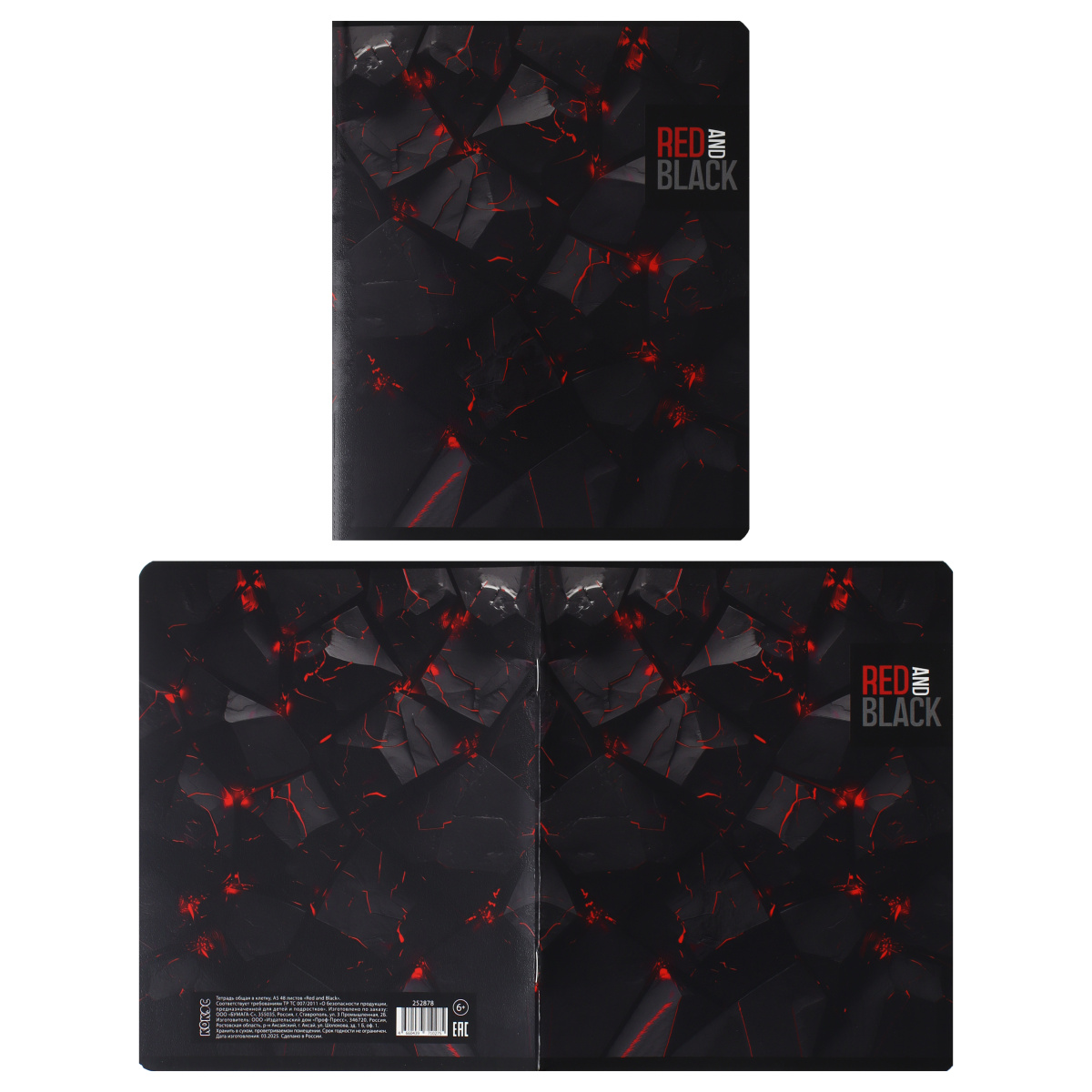 Тетрадь 48л. кл. "red and black" (кокос) б/б,выб.лак,твин лак,асс-т