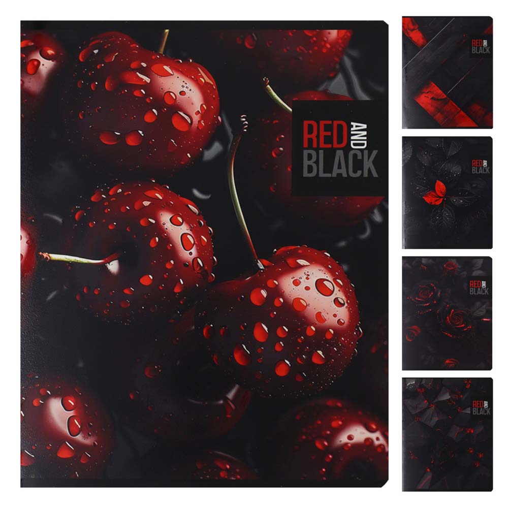 Тетрадь 48л. кл. "red and black" (кокос) б/б,выб.лак,твин лак,асс-т