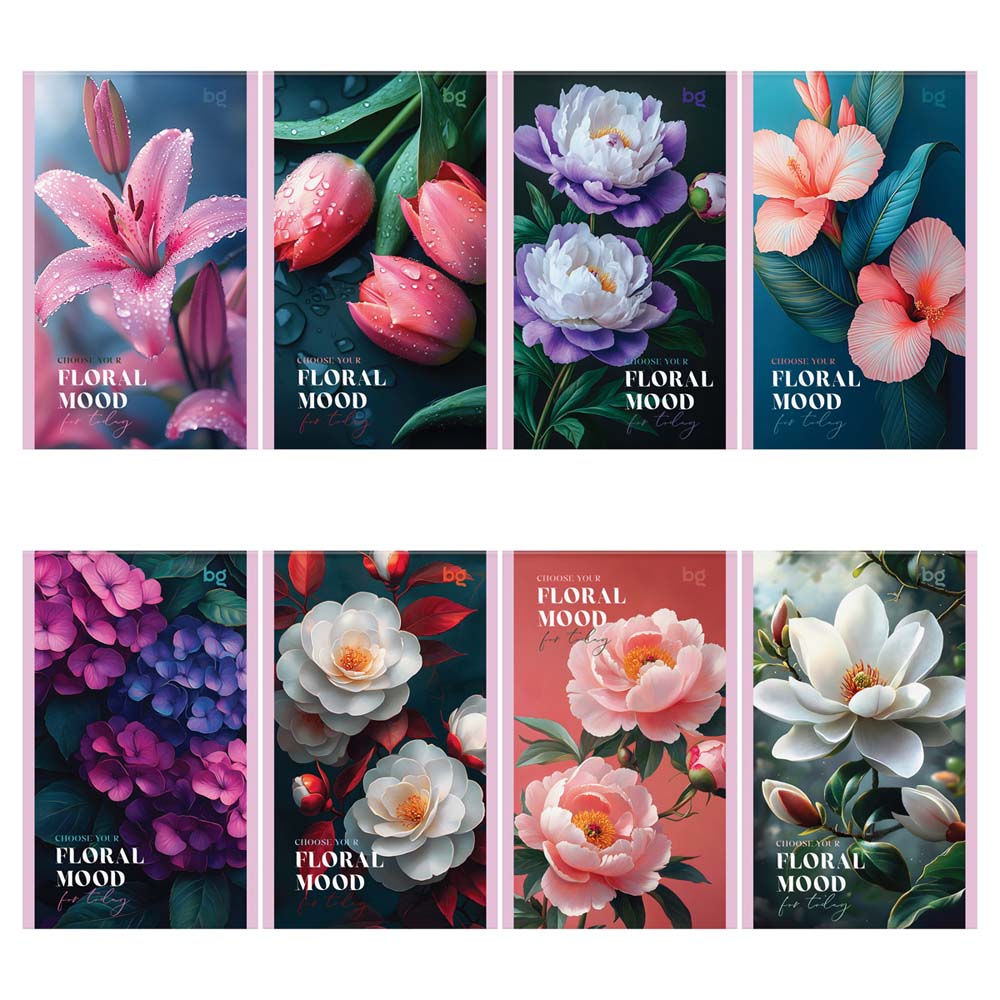 Блокнот а6 скрепка 32л. кл. "floral mood" (bg) асс-т