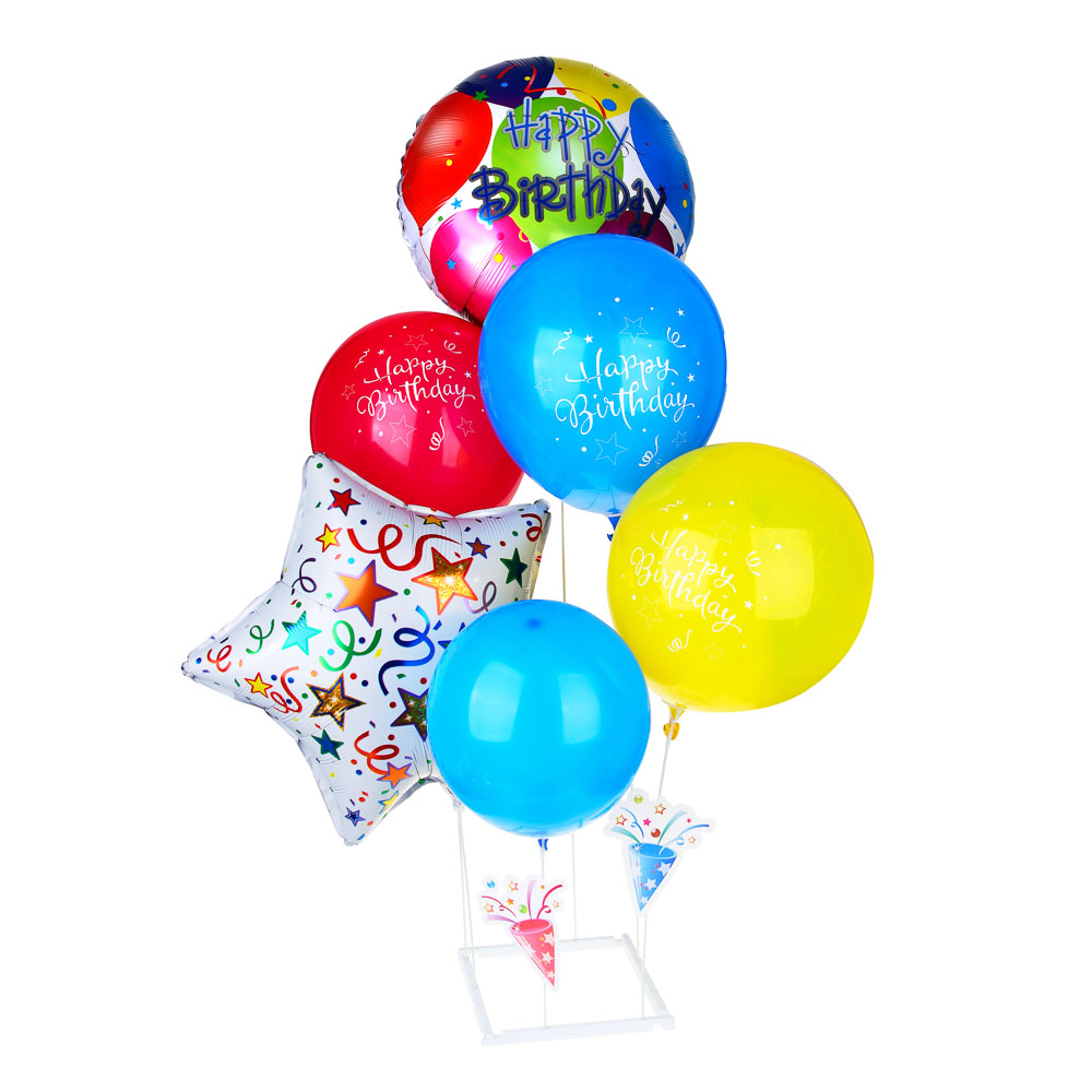 Набор шаров возд. 6шт. "happy birthday" с подставкой