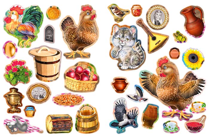 Книга с наклейками "курочка ряба" (фламинго)