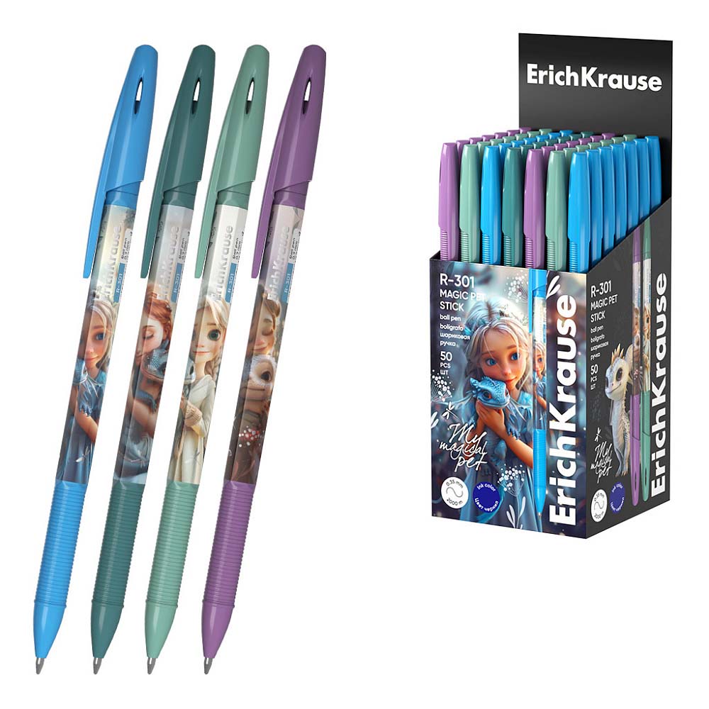 Ручка шар. erich krause "r-301 stick. magic pet" синяя 0,7мм асс-т