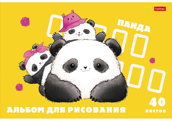 Альбом д/рис. а4 40л.скрепка "плюшивые панды" (hatber) асс-т