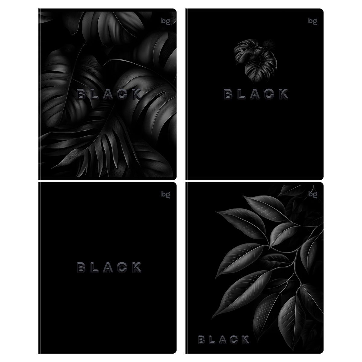 Тетрадь 48л. кл. "just black" (bg) б/б,софт тач,выб.лак,асс-т