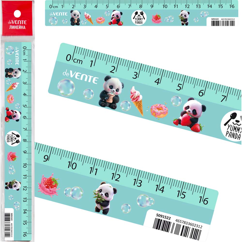 Линейка devente "yummy panda" 16см