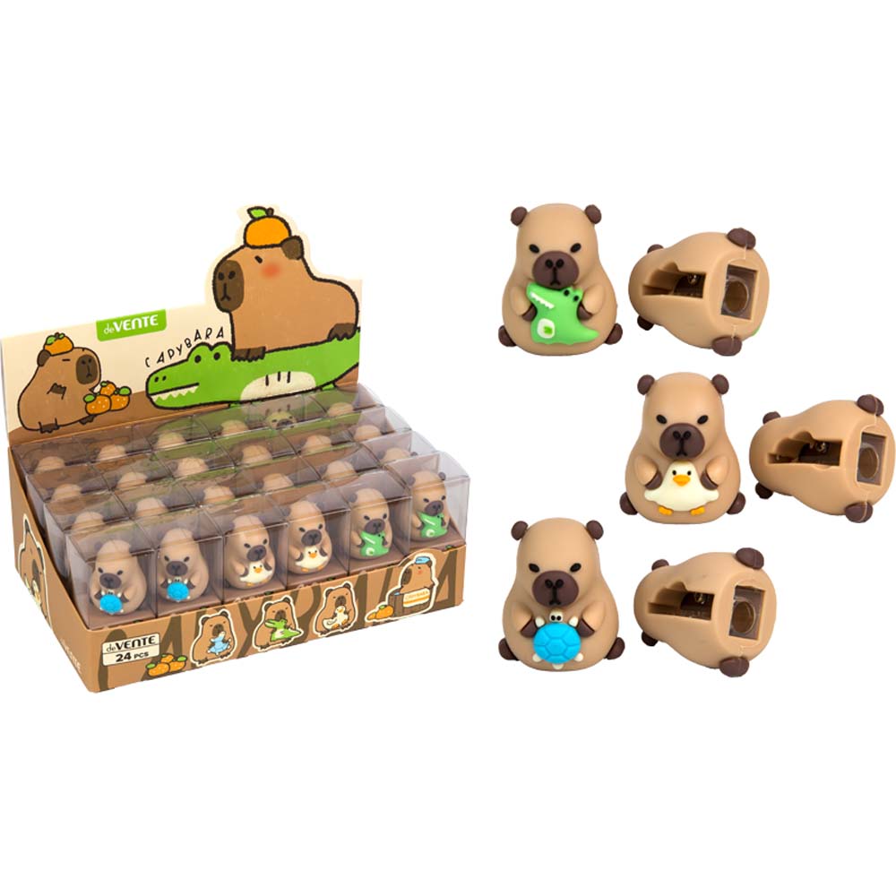 Точилка пластиковая devente "capybara" 1 отв. асс-т