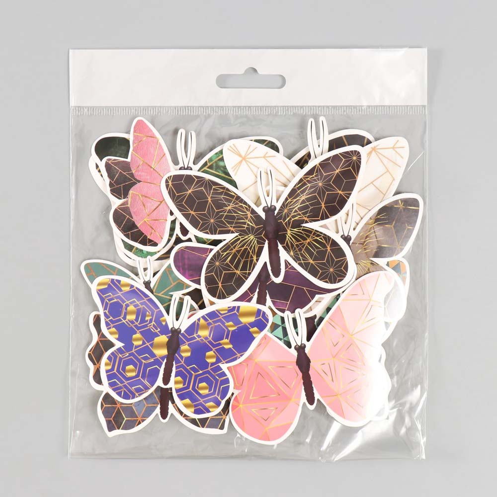 Декор д/творч. картон бабочки "геометрия с золотом" 12шт