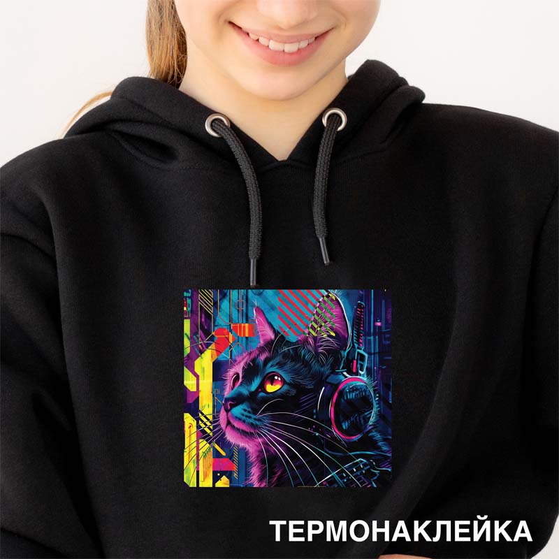 Термонаклейка на ткань devente "label. cyber cat" 15х14,2см