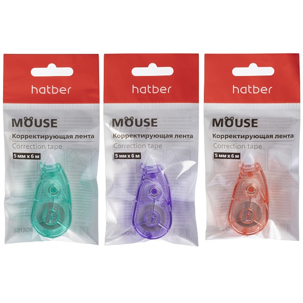 Корректирующая лента hatber "mouse" 5ммх6м асс-т