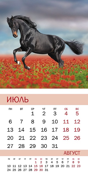 Календарь настенный перекидной 2026 30х30 12л. "благородные лошади"