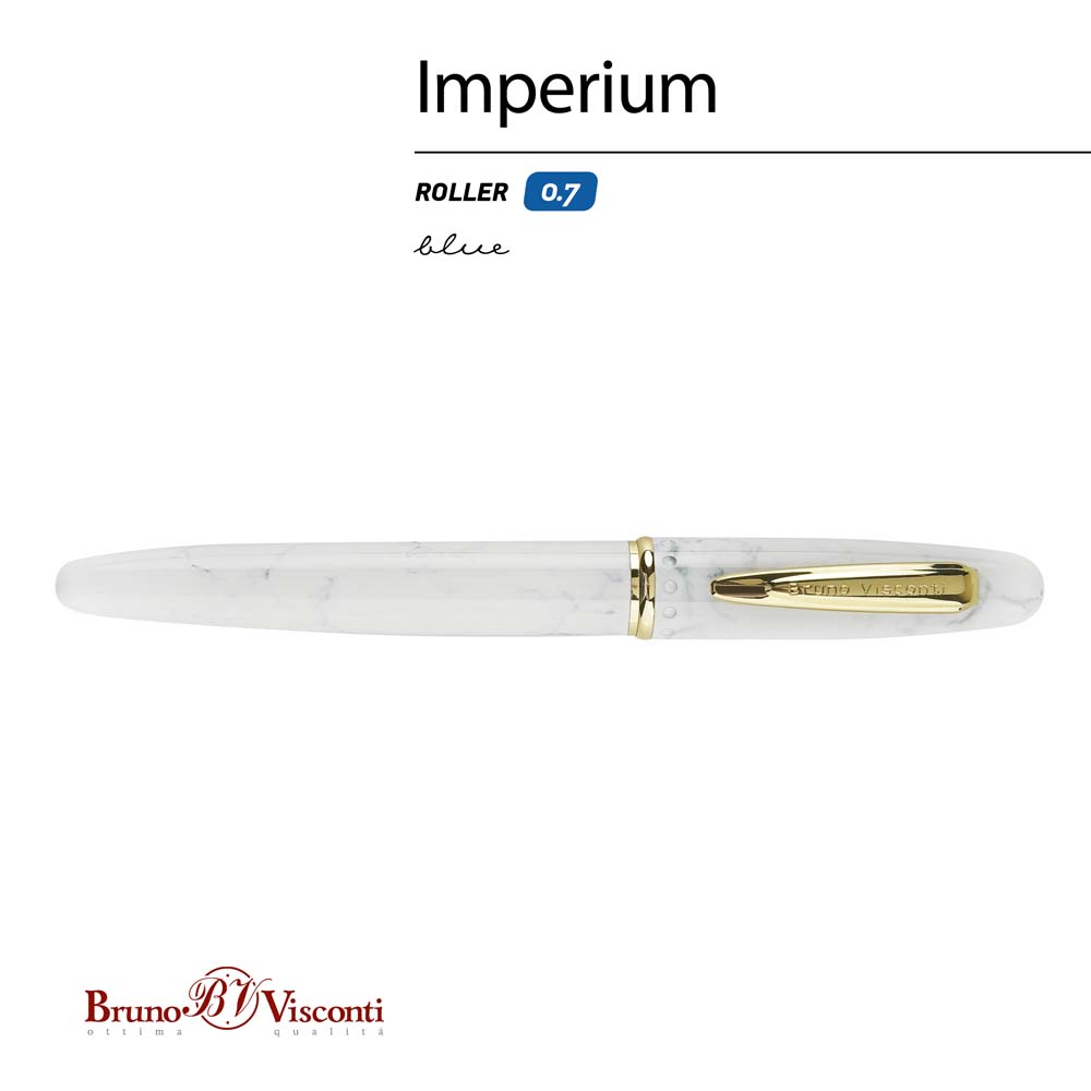 Ручка роллер bruno visconti "imperium" синяя 0,7мм корп.металл белый мрамор