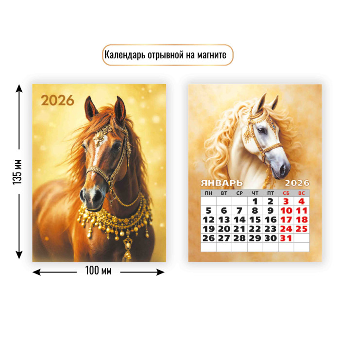 Календарь настенный отрывной 2026 100х135 "символ года" с магнитным креплением