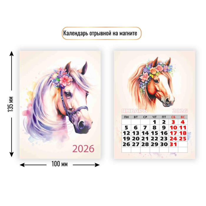 Календарь настенный отрывной 2026 100х135 "символ года" с магнитным креплением