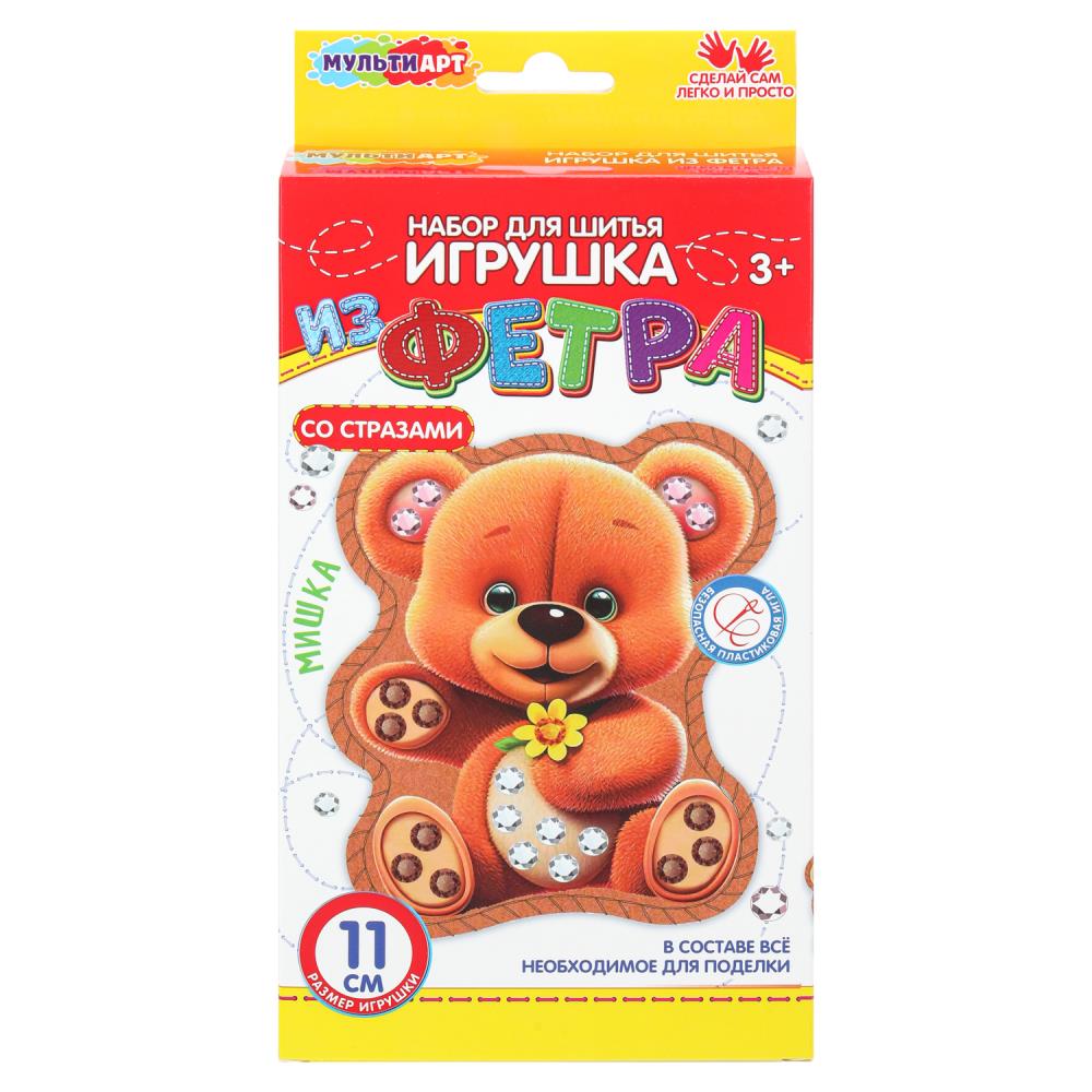 Набор д/творч. шитье игрушка из фетра "мишка" со стразами (мульти арт)