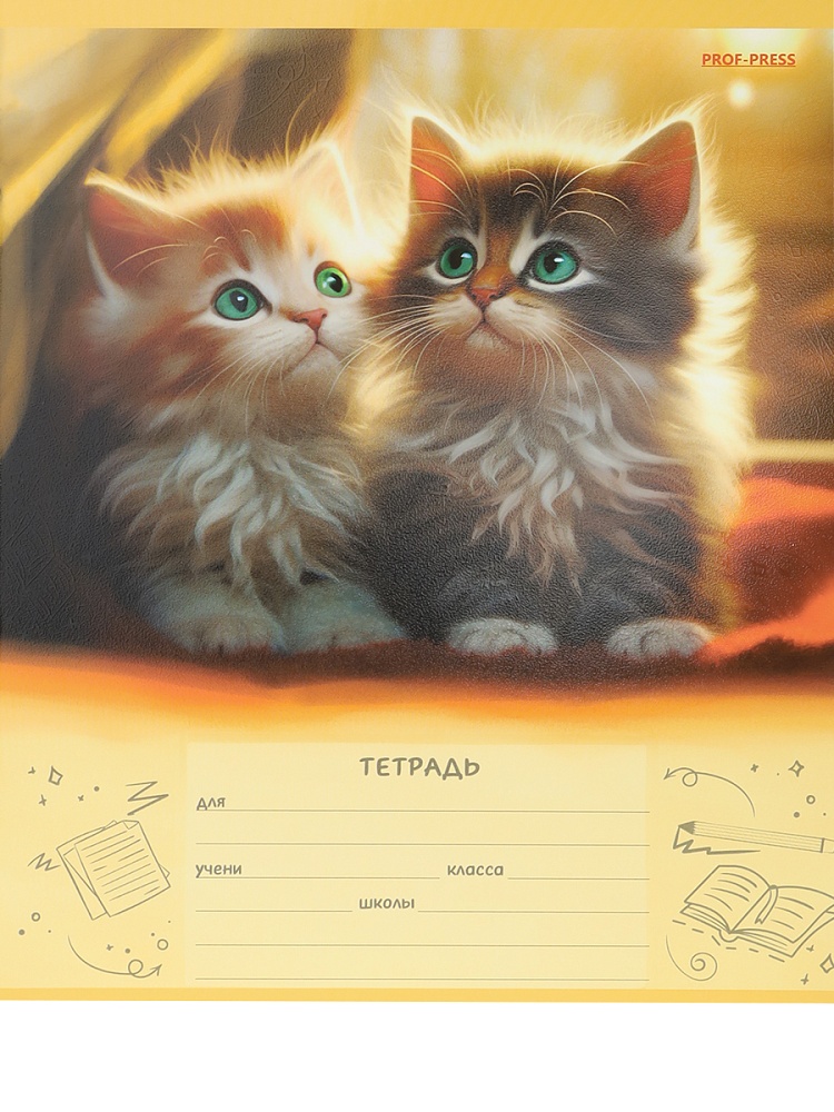 Тетрадь 12л. кл. "котики в лучах солнца" (проф-пресс) б/б,твин лак,асс-т