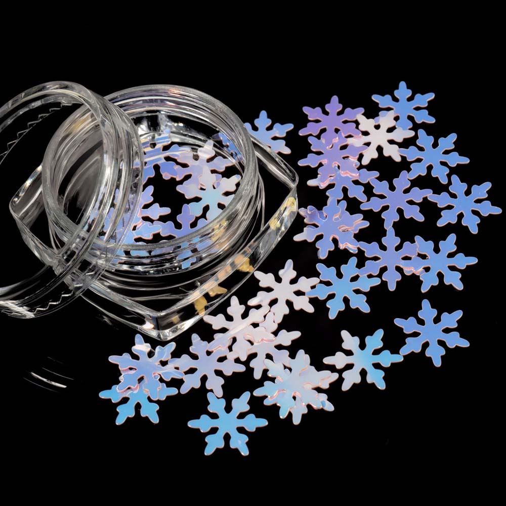 Пайетки "снежинка" розовые/голография