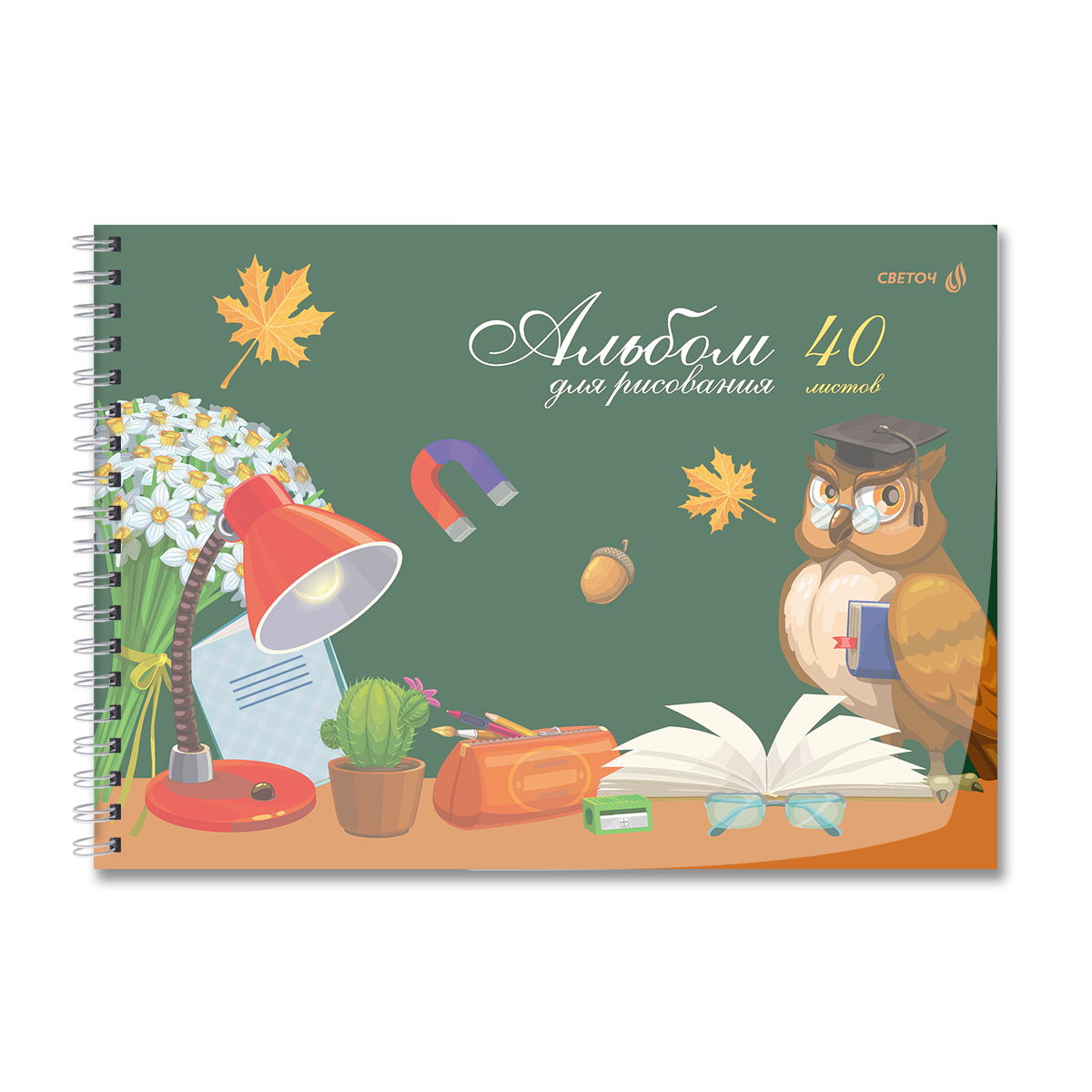 Альбом д/рис. а4 40л.гребень "школьный уголок" (svetoch) пласт.обл. асс-т
