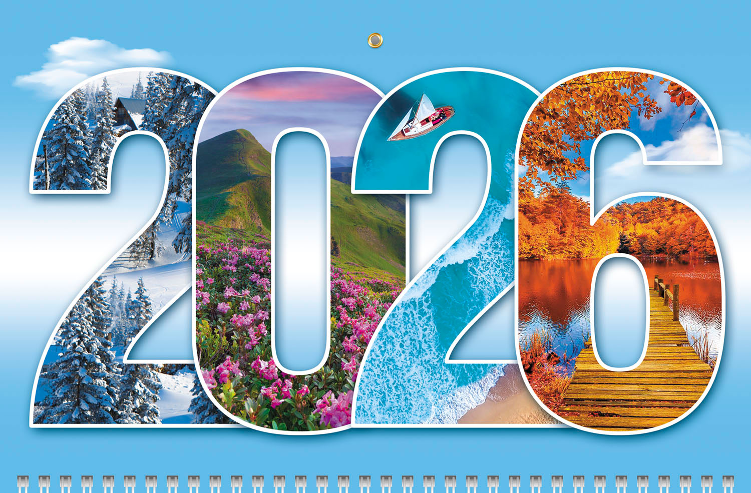 Календарь настенный 3-блочный 2026 "времена года" + бегунок