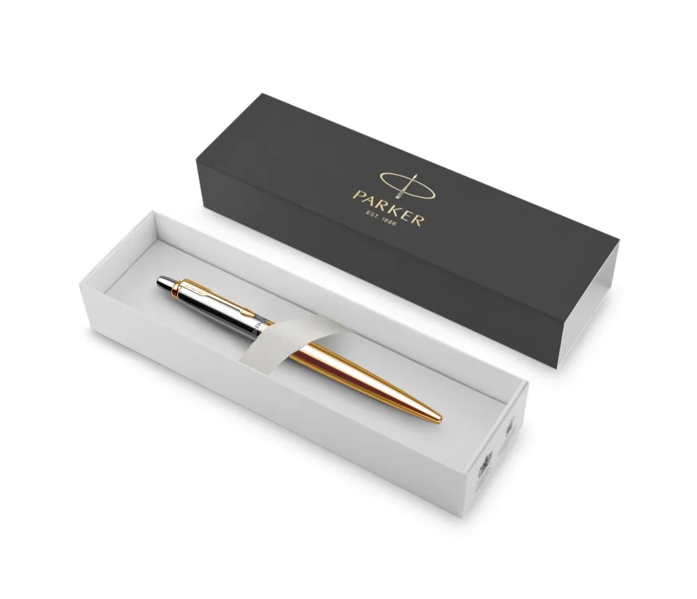 Ручка шар.авт. parker "jotter gold/stainless steel gt" синяя 1,0мм