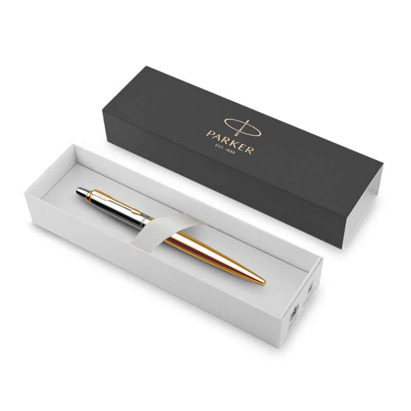 Ручка шар.авт. parker "jotter gold/stainless steel gt" синяя 1,0мм