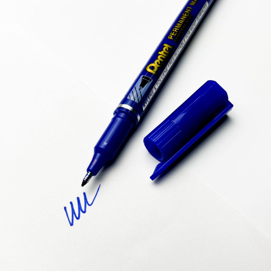 Маркер перманентный pentel "fine point" синий конус 1,6мм
