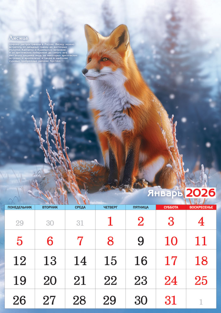 Календарь настенный перекидной 2026 34х48 "охота"
