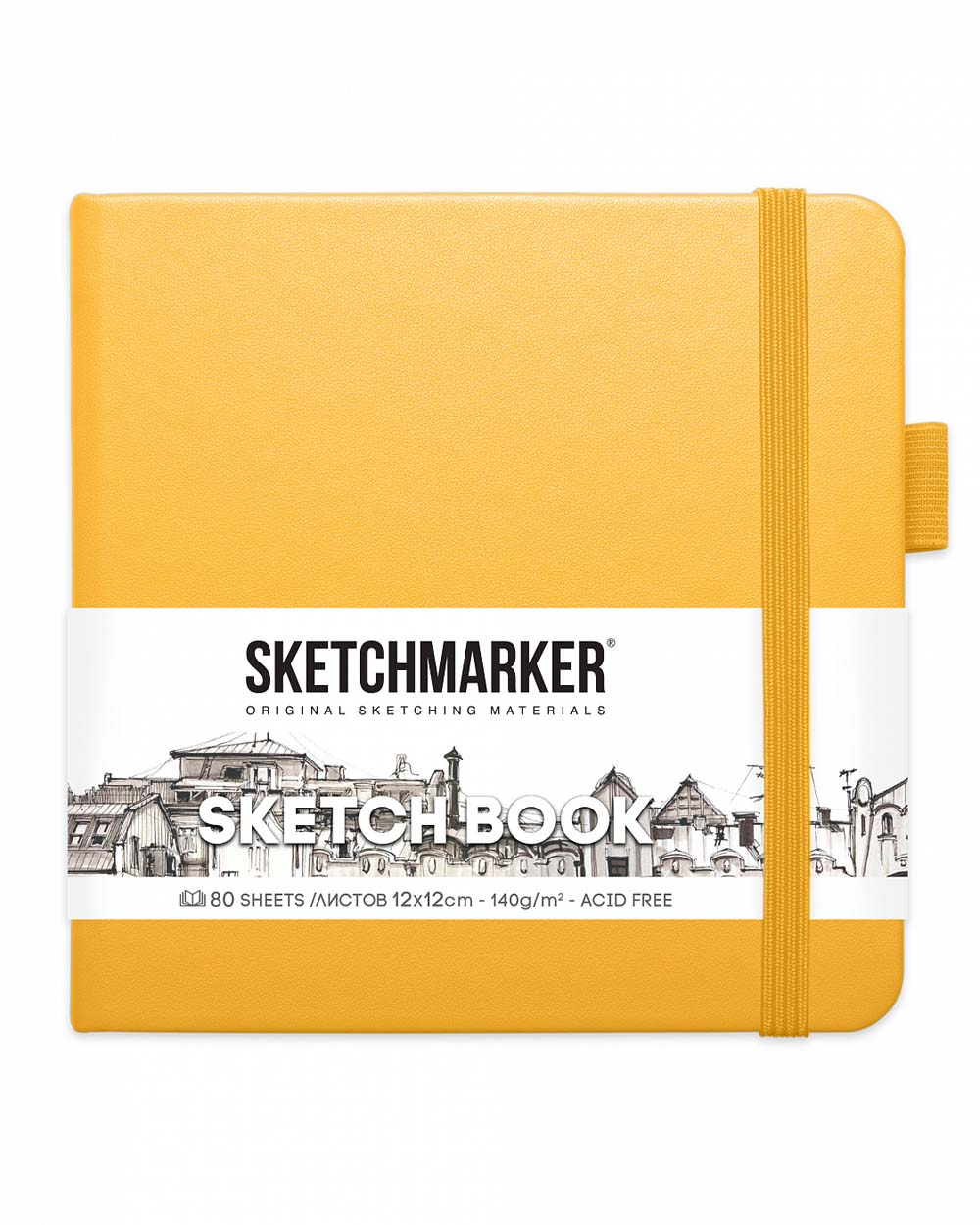 Скетчбук 12х12см 80л 140гр "sketchmarker" оранжевый тв.обл.