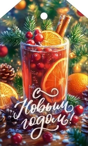 Открытка мини "с новым годом!" 10х6см