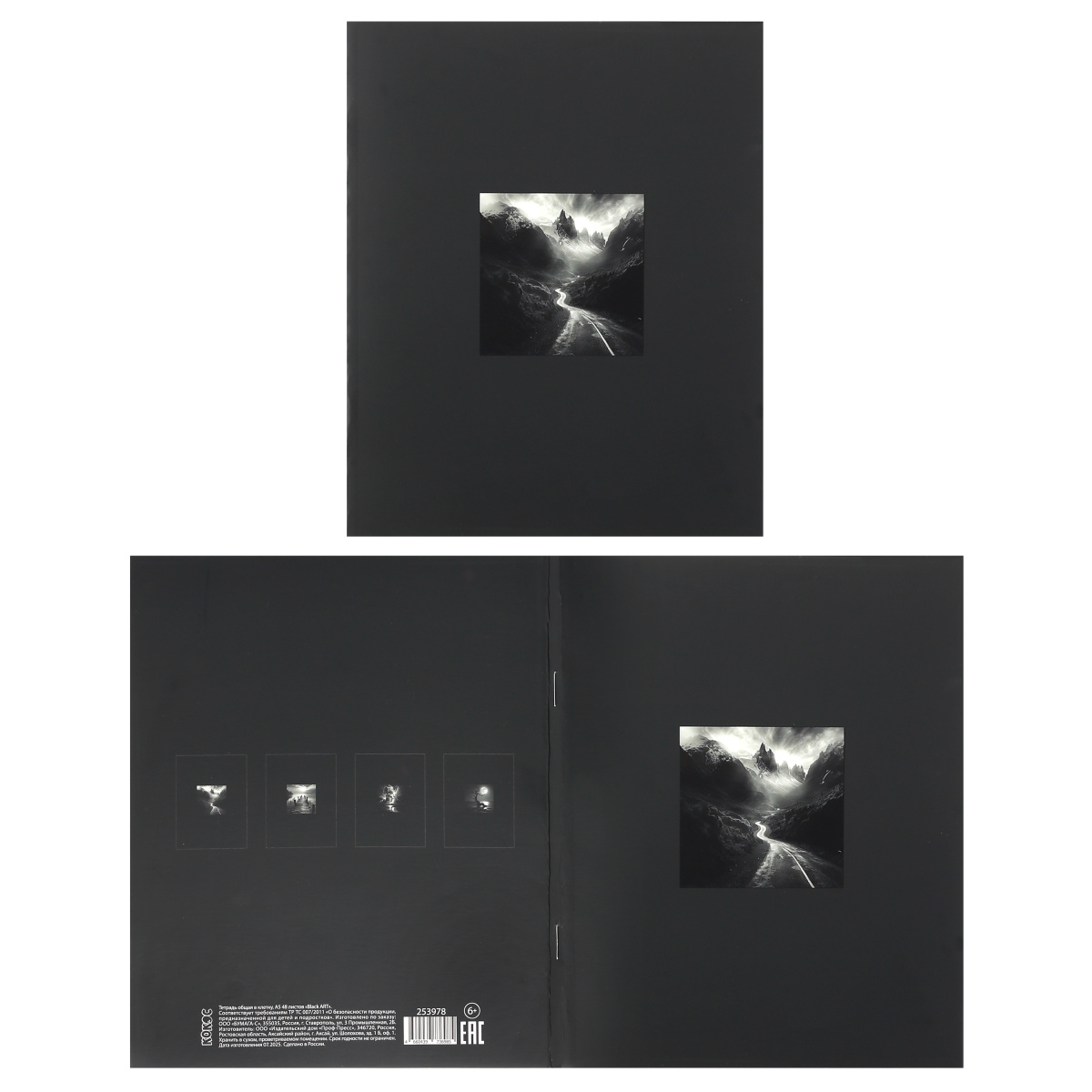 Тетрадь 48л. кл. "black art" (кокос) б/б,мат.лам.,выб.лак,асс-т