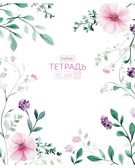 Тетрадь 48л. кл. "natural flowers" (hatber) б/б,асс-т